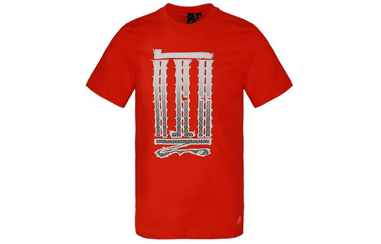 Adidas T-Shirts Men's Red Crew Neck Moderate Straight Fit