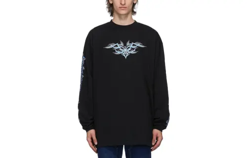Vetements T Shirts Men's Black Crew Neck Moderate Straight Fit