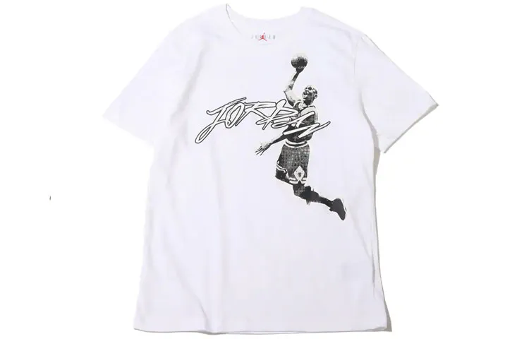 Jordan T-Shirts Men's White Crew Neck Moderate Straight Fit