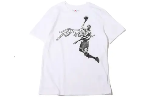 Jordan T Shirts Men's White Crew Neck Moderate Straight Fit