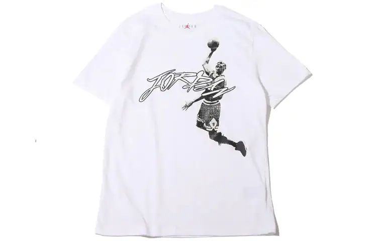 Jordan T Shirts Men's White Crew Neck Moderate Straight Fit