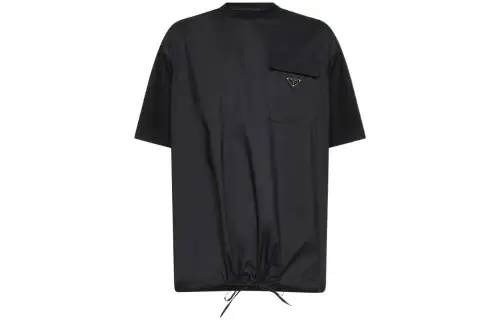 PRADA T Shirts Men's Black Crew Neck Moderate Straight Fit