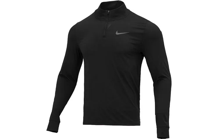 Nike T-Shirts Men's Black Stand Collar Moderate Straight Fit