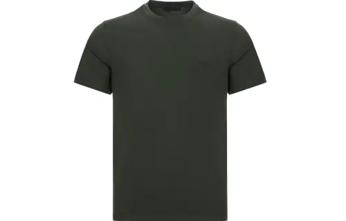 PRADA T Shirts Men's Army Green Crew Neck Moderate Straight Fit