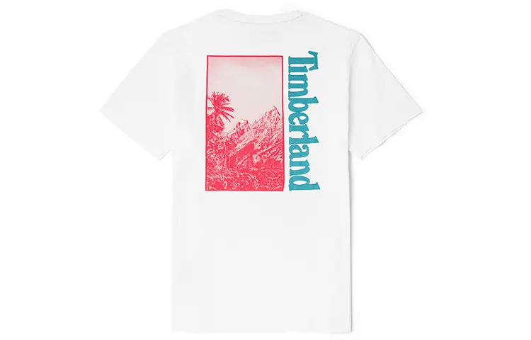 Timberland T Shirts Men's White Crew Neck Moderate Straight Fit