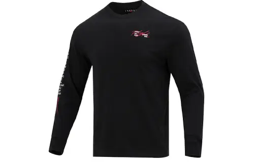 Jordan T Shirts Men's Black Crew Neck Moderate Straight Fit