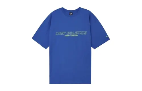 New Balance T Shirts Men's Blue Crew Neck Moderate Straight Fit