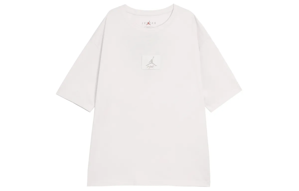 Jordan Flight T-Shirts Men's White Crew Neck Moderate Straight Fit