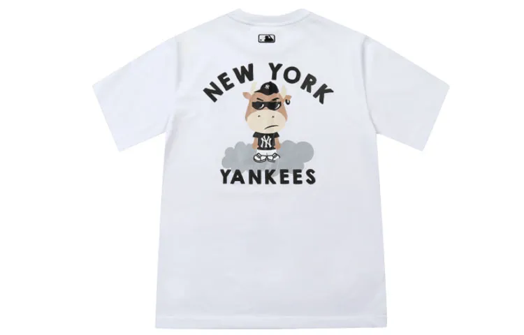 MLB New York Yankees T-Shirts Unisex White Crew Neck Moderate Straight Fit