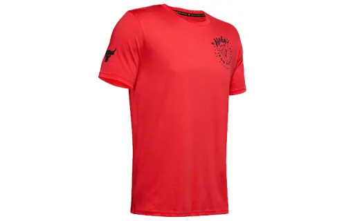 Under Armour Project T Shirts Men's Red Crew Neck Moderate Straight Fit