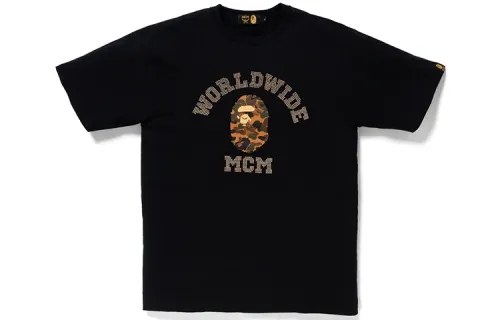 Bape X Mcm Rhinestone College Tee