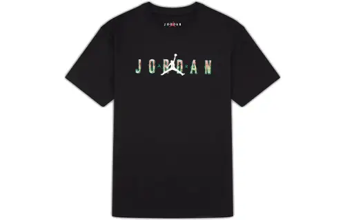 Jordan T Shirts Men's Black Crew Neck Moderate Straight Fit