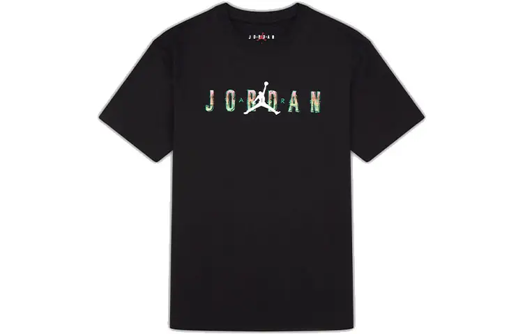 Jordan T Shirts Men's Black Crew Neck Moderate Straight Fit