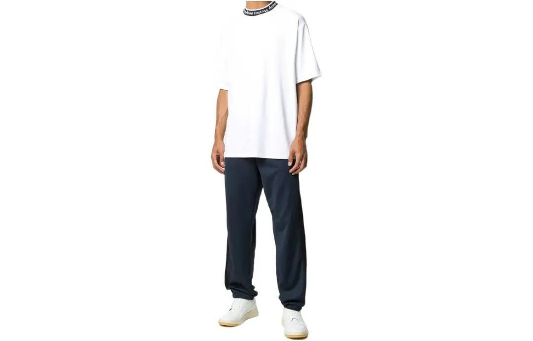Acne Studios T Shirts Men's White Crew Neck Moderate Straight Fit