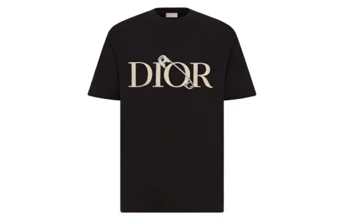 DIOR Quarterly New Products T Shirts Men's Black Crew Neck Moderate Straight Fit