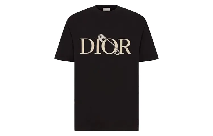 DIOR Quarterly New Products T Shirts Men's Black Crew Neck Moderate Straight Fit