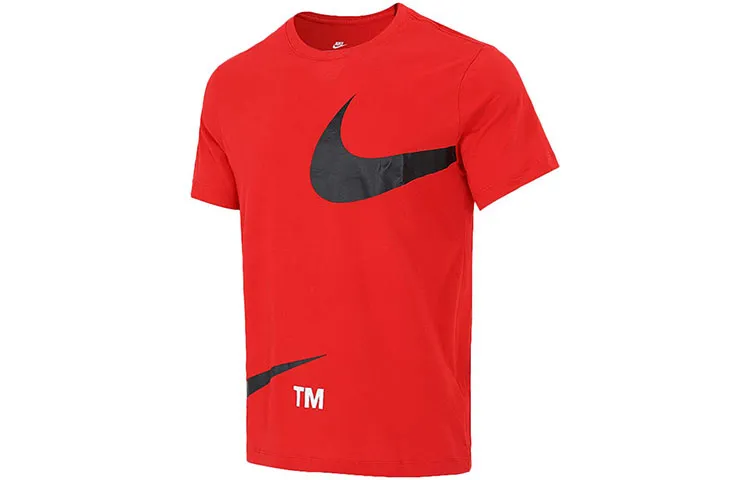 Nike T-Shirts Men's Red Crew Neck Moderate Straight Fit