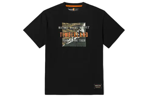Timberland T Shirts Men's Black Crew Neck Moderate Straight Fit