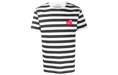 LOEWE T Shirts Men's Black/White Crew Neck Moderate