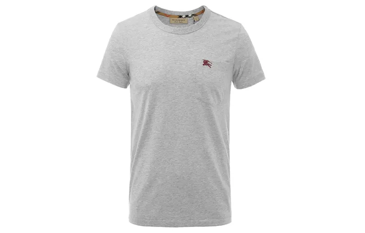 Burberry T Shirts Men's Gray Crew Neck Moderate Straight Fit