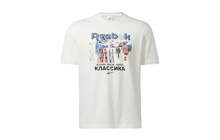 Reebok T-Shirts Unisex White Crew Neck Moderate Straight Fit