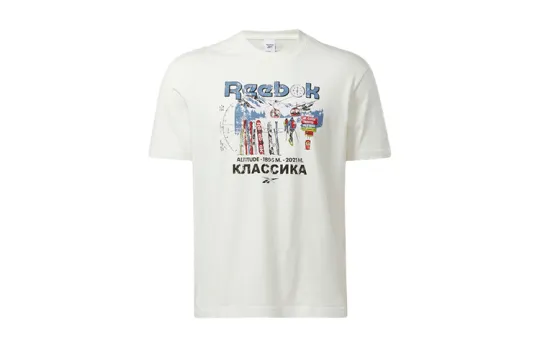 Reebok T Shirts Unisex White Crew Neck Moderate Straight Fit