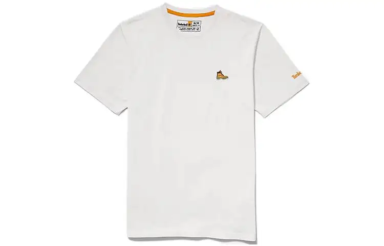 Timberland T Shirts Men's Ecru Crew Neck Moderate Straight Fit