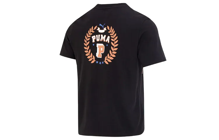 PUMA T Shirts Unisex Black Crew Neck Moderate Straight Fit