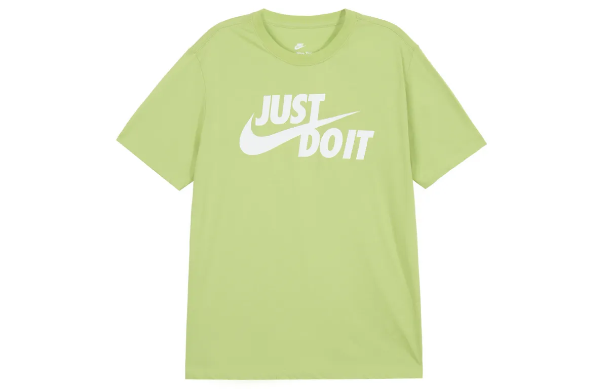 Nike T-Shirts Men's Green Crew Neck Moderate Straight Fit