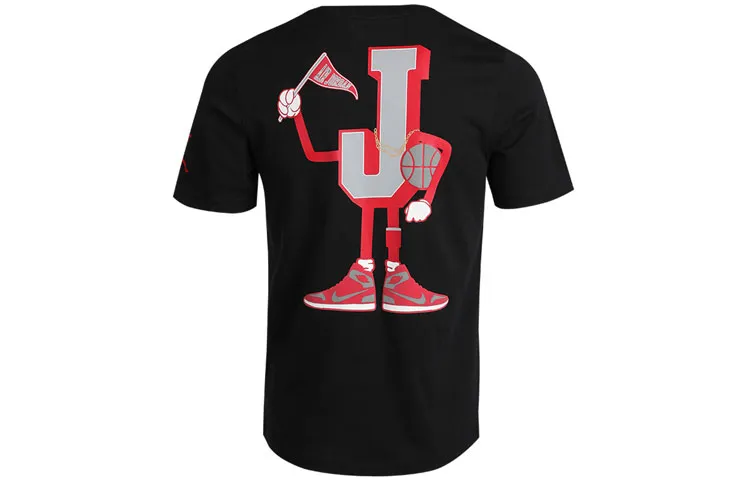 Jordan T-Shirts Men's Black Crew Neck Moderate Straight Fit