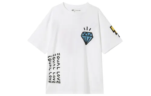 UNIQLO T Shirts Unisex White Crew Neck Moderate