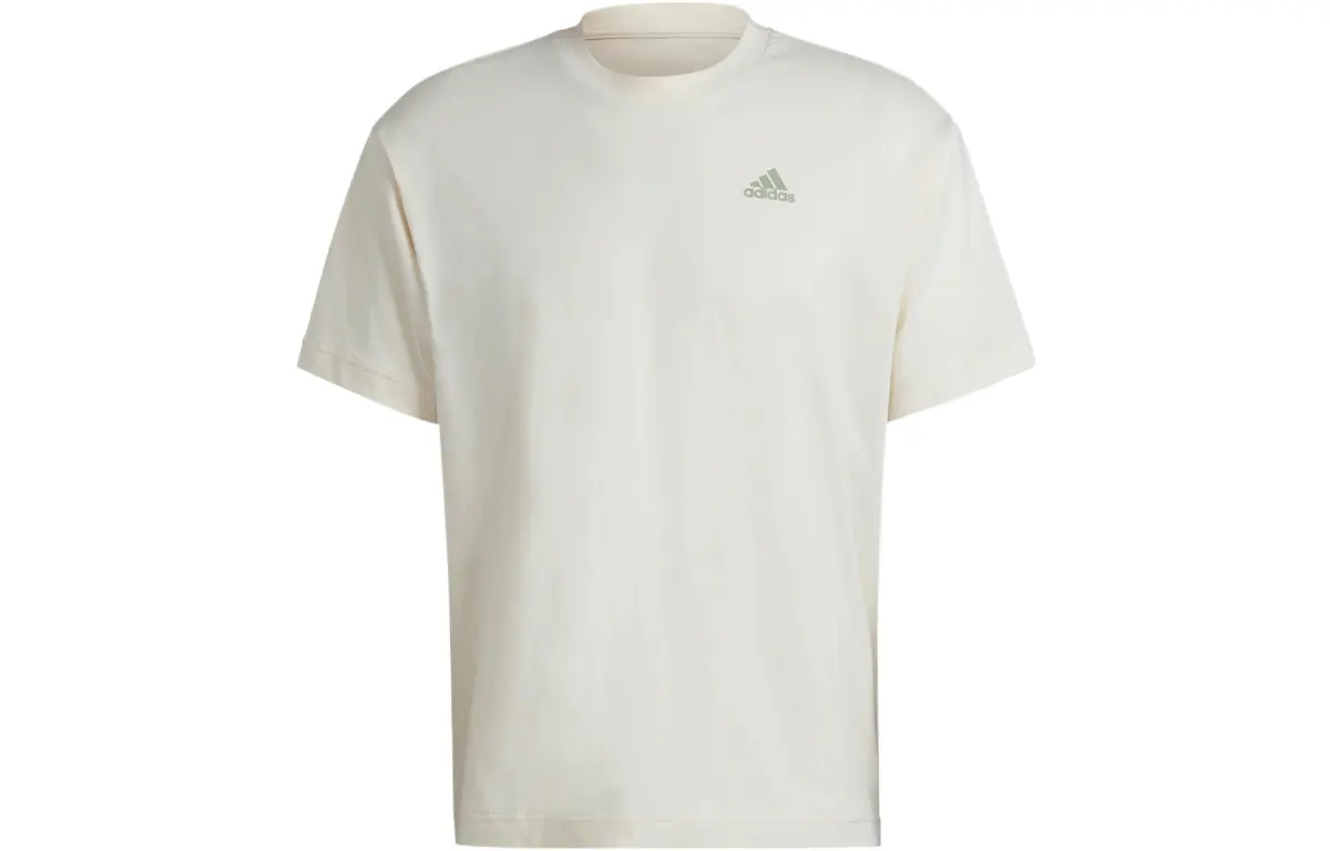 Adidas T-Shirts Men's White Crew Neck Moderate Straight Fit