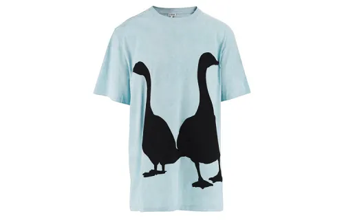 LOEWE T Shirts Men's Light Blue Crew Neck Moderate Straight Fit