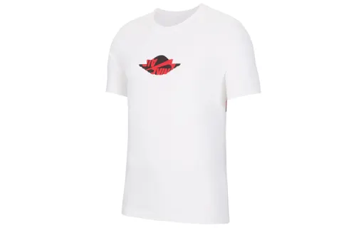 Jordan T Shirts Men's White Crew Neck Moderate Straight Fit