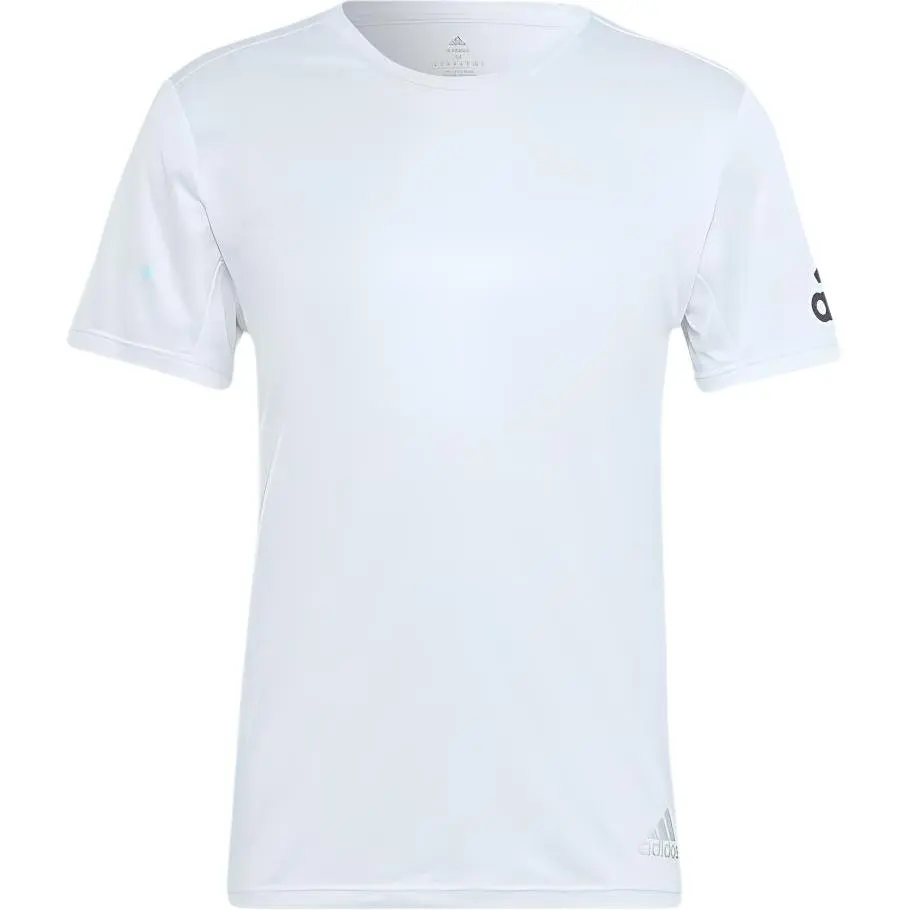 Adidas T-Shirts Men's White Crew Neck Moderate Straight Fit