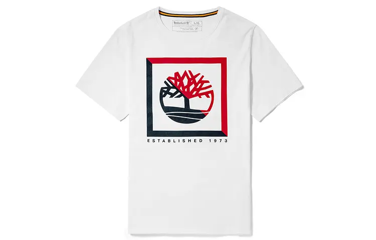 Timberland T Shirts Men's White Crew Neck Moderate Straight Fit