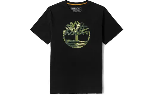 Timberland T Shirts Men's Black Crew Neck Moderate Straight Fit