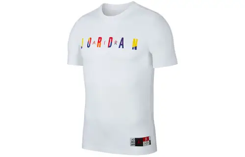 Jordan T Shirts Men's White Crew Neck Moderate Straight Fit
