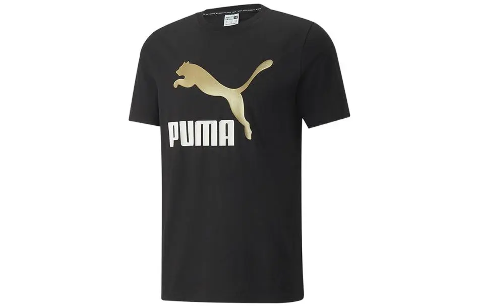 PUMA T-Shirts Men's Black Crew Neck Moderate Straight Fit