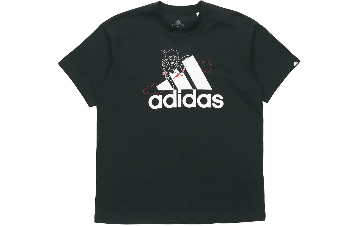 Adidas Day T-Shirts Unisex Black Crew Neck Moderate Straight Fit