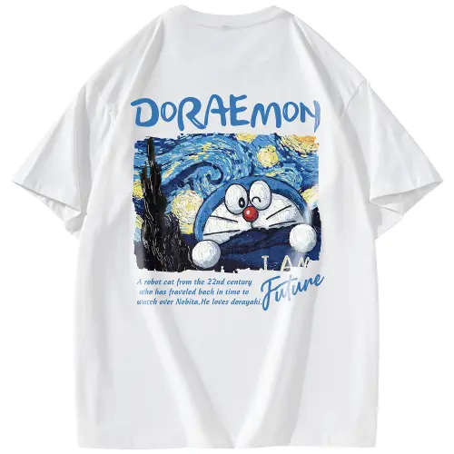 Doraemon T Shirts Unisex Crew Neck Moderate Straight Fit