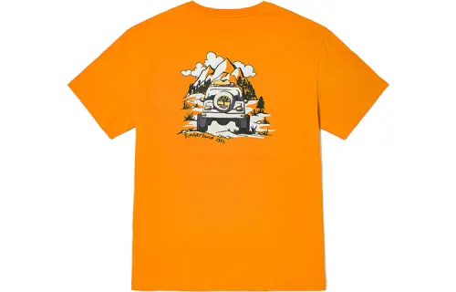 Timberland T Shirts Unisex Dark Carrot Cheese Color Crew Neck Moderate Straight Fit