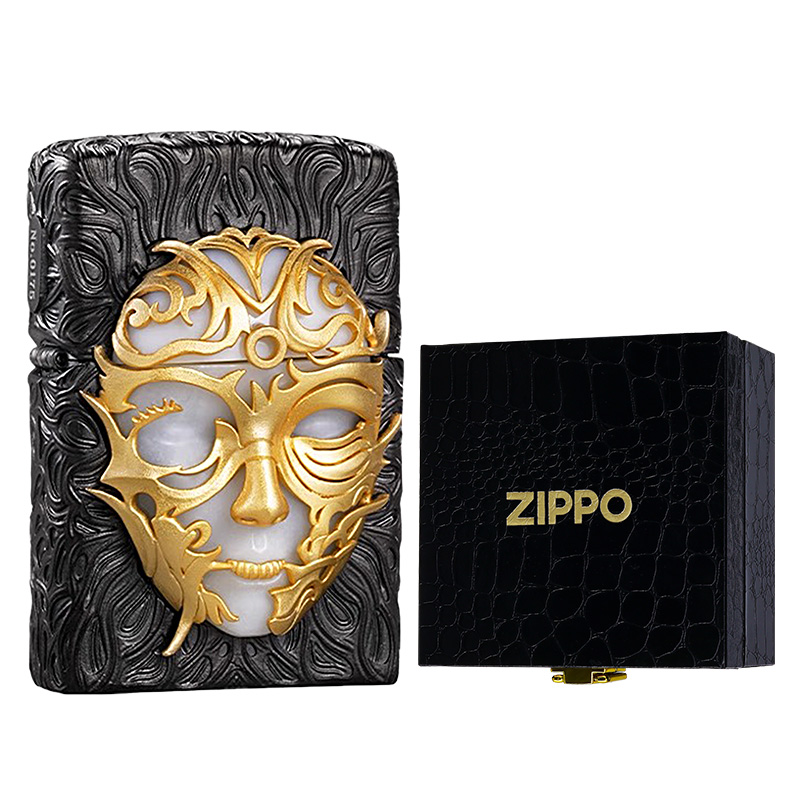 ZIPPO Popular series, stamp inlay, face of Nirvana, limited number, exclusive collection, windproof kerosene lighter, gift box, ghostwritten greeting card, contact customer service for details