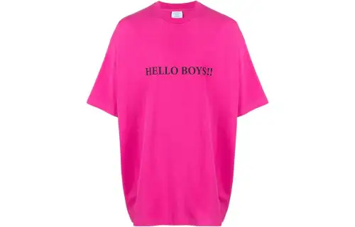 Vetements T Shirts Unisex Peach Pink Crew Neck Moderate Straight Fit
