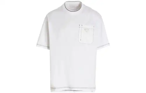 PRADA T Shirts Men's White Crew Neck Moderate Straight Fit