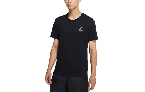 Jordan T Shirts Men's Black Crew Neck Moderate Straight Fit