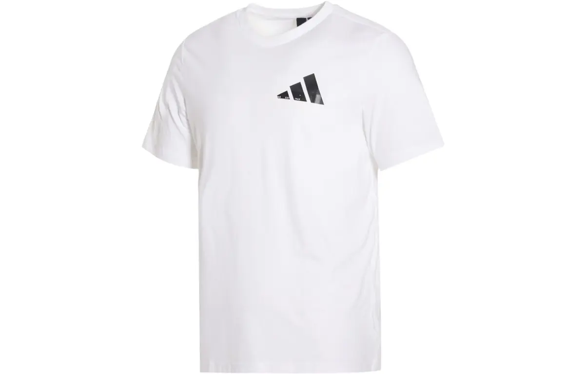 Adidas T-Shirts Men's White Crew Neck Moderate Straight Fit