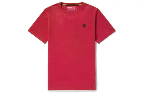 Timberland T Shirts Men's China Red Crew Neck Moderate Straight Fit