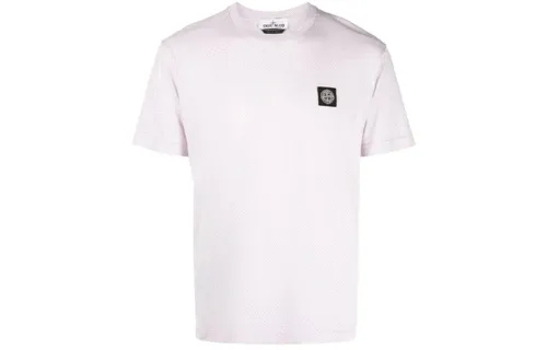 STONE ISLAND T Shirts Men's Pink Crew Neck Moderate Straight Fit