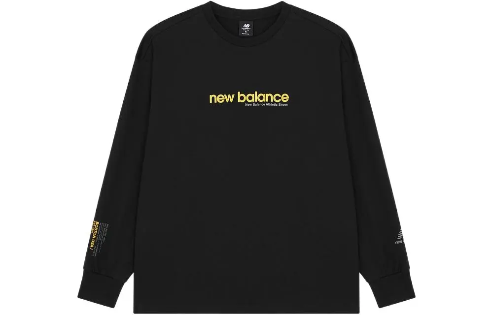 New Balance T-Shirts Men's Black Crew Neck Moderate Straight Fit